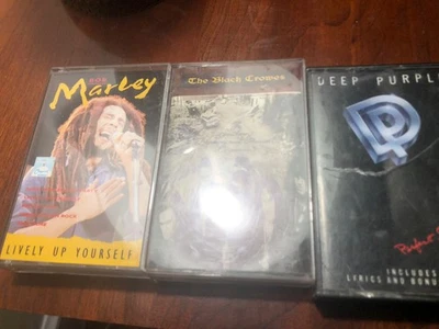 3 vintage cassette Tapes Deep Purple , Bob Marley , The Black Cromes  - Image 1 of 4