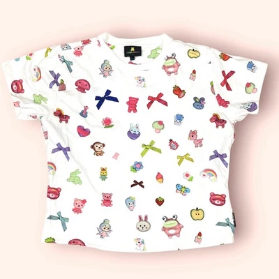 Teddy Fresh Charms Baby Doll Tee XL (RUNS SMALL) Cotton Curved Hem Cutie AOP - Image 1 of 4
