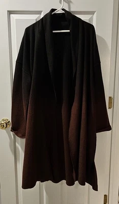 Abrigo Kimono Eileen Fisher Brownstone Ombre Lana Hervida con Bolsillos XL Ret $478 Foto 1 de 4