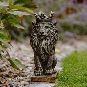 Dekorative Löwenfigur Löwe mit Krone in exklusiver Farbe, H. 36 cm, Frostsicher - Bild 1 von 6
