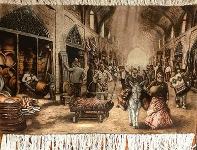 PICTORIAL CARPET Traditional Tableau Rug Bohemian Wall-Decor Collectible Carpet - Image 1 of 4