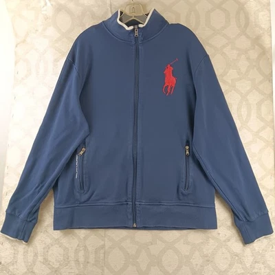 Chaqueta deportiva Polo Ralph Lauren cremallera completa logotipo Big Pony azul para hombre grande Foto 1 de 4