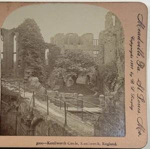Castillo Kenilworth, Kenilworth, Inglaterra Vintage Keystone View Stereoview 1897 - Imagen 1 de 4