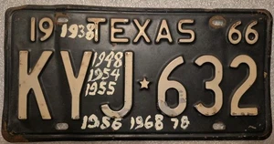 Oldtimer 1966 Texas Nummernschild "KYJ 632" - Bild 1 von 5