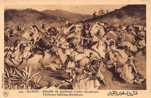 Maroc - Bataille de partisans contre des dissidents, d'après un tableau d'Abasca - Picture 1 of 2