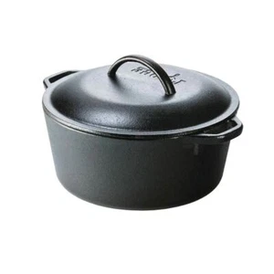 5-Quart Black Cast Iron Dutch Oven with Lid for Oven Stove Grill or Campfire - Picture 1 of 3