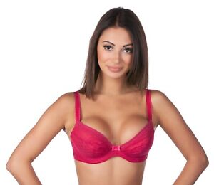 Panache Fontaine Sexy Unlined Underwire Plunge Bra Rose or Coral Style 7766