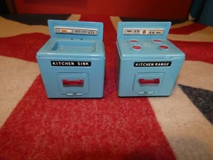 Vintage Barrett & Sons Set x 2 Tin Light Blue Kitchen Dollshouse Furniture Metal - Picture 1 of 5
