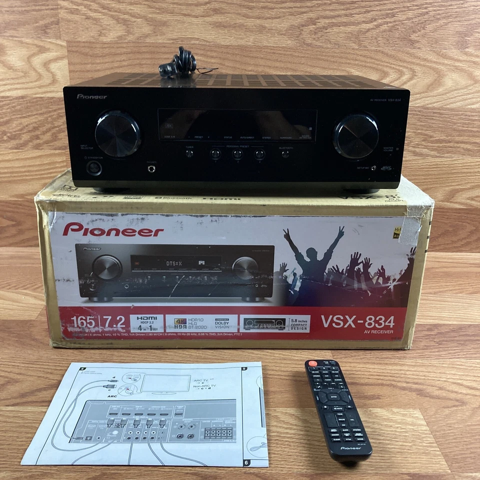 Pioneer VSX-834 AV Receiver 7.2 Channel with Box FOR PARTS NOT WORKING - Image 1 of 4