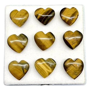 9 Pcs Natural Tiger Eye 18.5-20mm Heart Shape Loose Gemstones Wholesale Lot - Picture 1 of 17