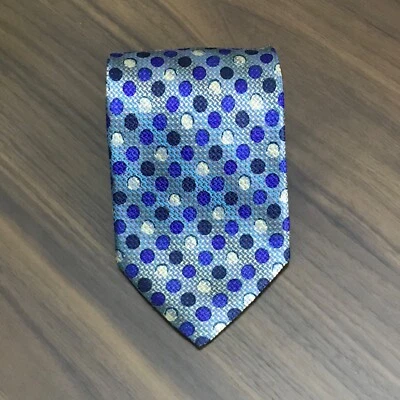 Ermenegildo Zegna Stylish Blue Polka Dot 100% Silk Tie Made In Italy - Image 1 of 4