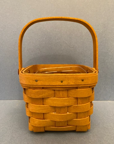 2001 Longaberger TEASPOON Gathering BASKET w/Swing Handle, Protector & Booklet Cover