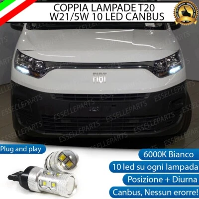 LUCI DIURNE DRL / POSIZIONE T20 W21W CANBUS PER FIAT DOBLO MK3 III 6000K BIANCO - Immagine 1 di 4