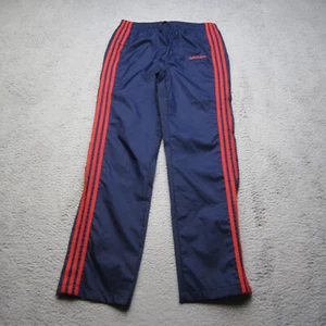 Vintage Adidas Track Pants Mens M Blue Red Nylon 3 Stripe Windbreaker Retro Taiw - Picture 1 of 15