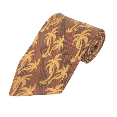Corbata de seda tejida Tommy Bahama para hombre palmeras hecha en EE. UU. marrón naranja quemado Foto 1 de 4
