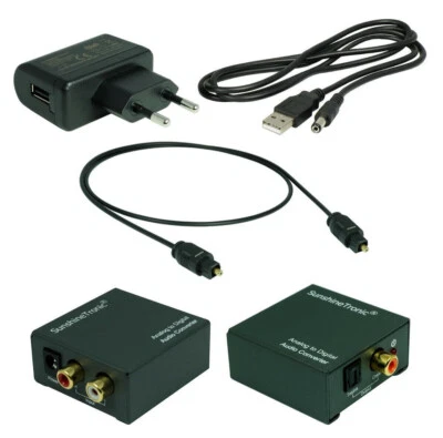 Analog zu Digital Audio Konverter + 1,8m Toslink + USB-Netzteil (AC001-192KHz) - Bild 1 von 2