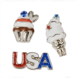 Origami Gufo SET 3 Charms PATRIOTTICI QUARTO DI LUGLIO Smalto Galleggiante 4 LUGLIO - Foto 1 di 2