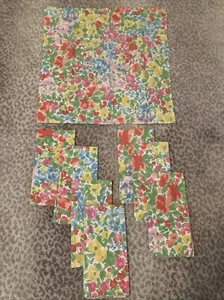Multi Colored Floral 19.5”Sq Napkin Set of 8 Soft Cotton Bright Flowers - Picture 1 of 3