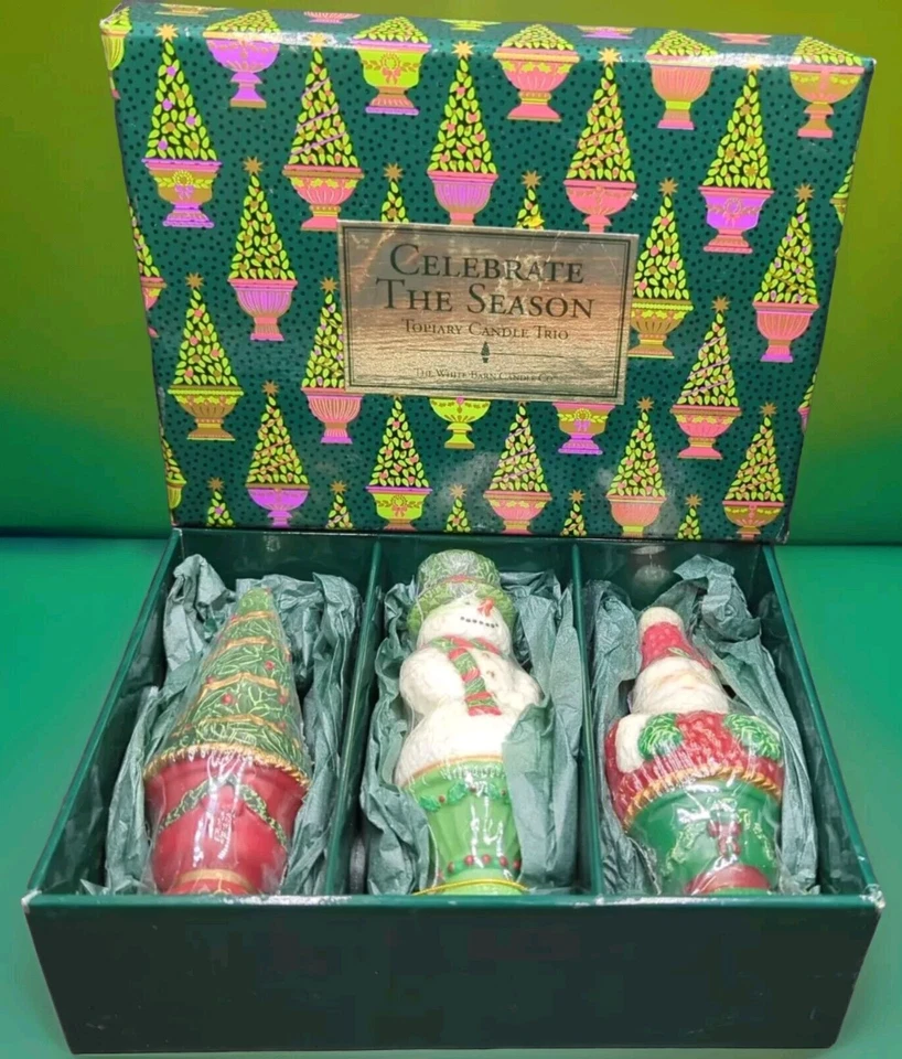 Celebrate The Season White Barn Candle Co Topiary Candle Trio Christmas Holiday - Image 1 of 4