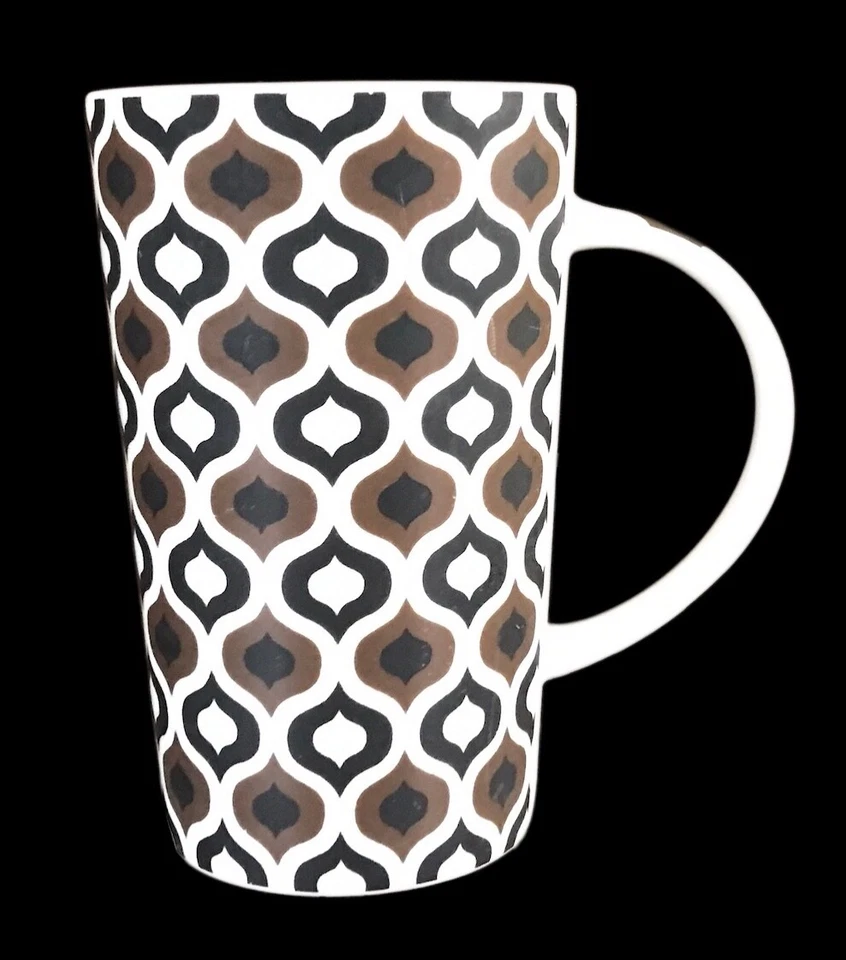 Taza alta Maxwell & Williams MARRAKECH~Taza~5” de alto~MCM~Retro~Geométrica~Marrón Foto 1 de 3