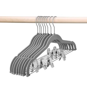 Velvet Skirt Hangers 12 Pack Gray Velvet Hangers with Adjustable Clips Space ... - Picture 1 of 9