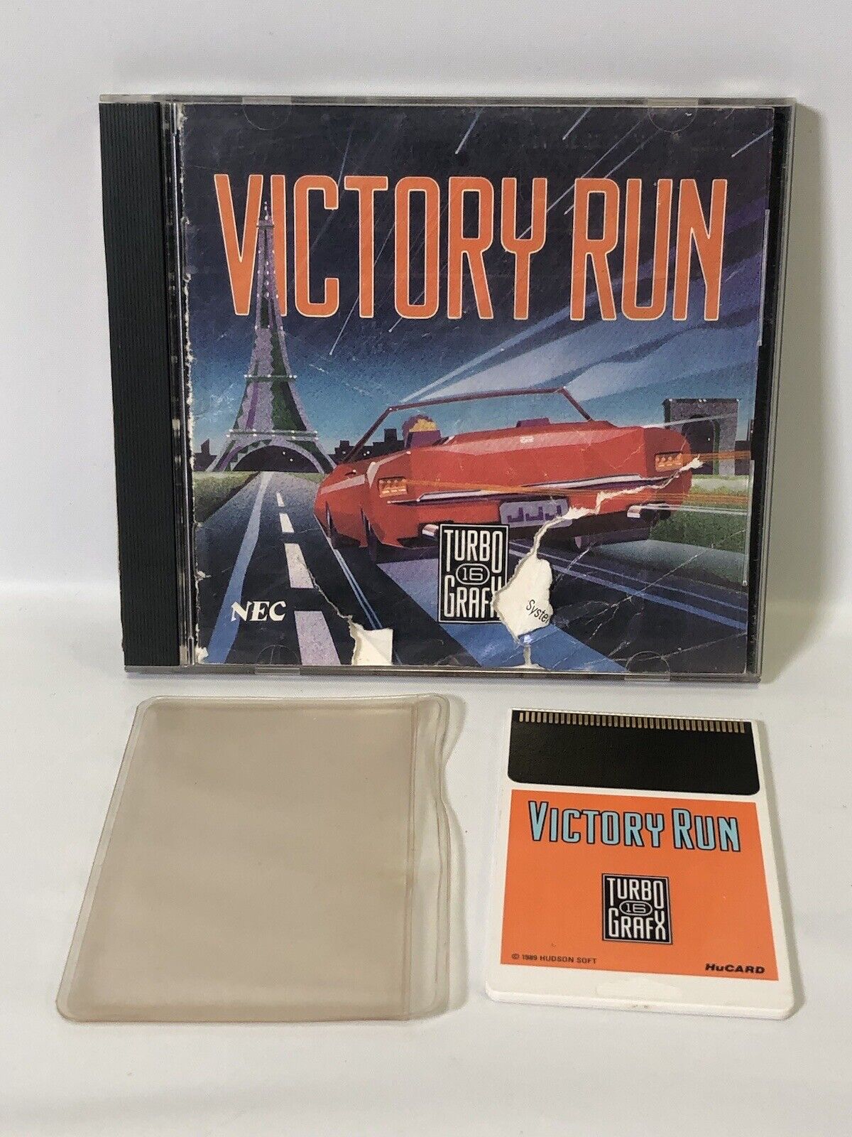 Victory Run (TurboGrafx-16, 1989) Complete CIB with Sleeve And Clip, T16 T-16