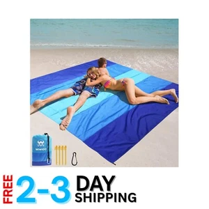 Beach Blanket with Carry Bag 79x83 – Sandproof, Waterproof, Perfect for Picnics - Picture 1 of 8