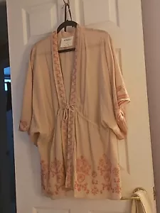 Free People Intamately Kimono Belted Jacket Embroidered GORGEOUS SIZE Large - Picture 1 of 13