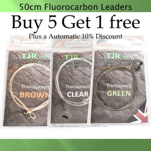 Carp Leaders 50cm Fluorocarbon with Quick Change Swivels fused loop end tackle - Picture 1 of 14