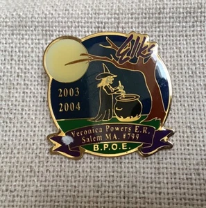 BPOE Elks Lodge 799 Salem Massachusetts Bruja Caldero Sombrero Solapa Pin Pinback - Imagen 1 de 2