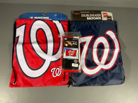 Washington Nationals MLB Ultimate Fan Gift Lot Banner Flag, Drawstring Bag, Bag Cover