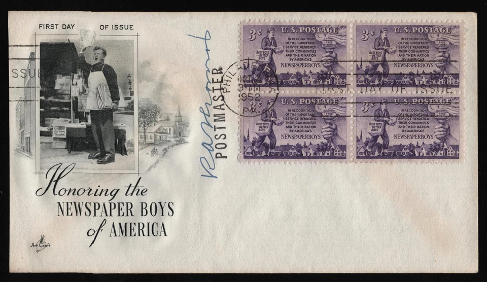 #1015 3c Newspaper Boys-Blk of 4, Art Craft-Sealed Flap **ANY 5=FREE SHIPPING** - Image 1 of 1