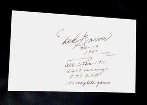 NED GARVER P BROWNS TIGERS AUTOGRAPHED SIGNED INDEX CARD 3X5 ADDED MANY STATS B - Picture 1 of 1