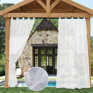 Voile Vorhang Wasserdicht Outdoor Transparent Gardinen Schlaufen Vorhänge Außen - Bild 1 von 8