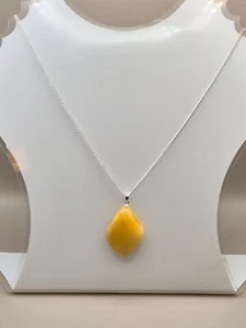 Collar Colgante Ámbar Báltico Real Genuino 3,3 gr Amarillo Buttersbuth Blanco - Imagen 1 de 8