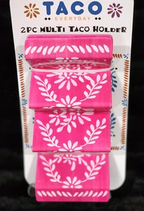 Juego de 2 Portatacos Multi Melamina Estilo Talavera Mexicano Rosa Viral Ross TikT - Imagen 1 de 6