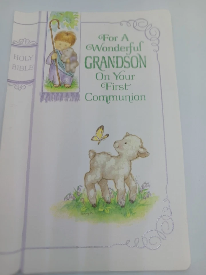 First Communion Grandson Greeting Card w/Envelope - Image 1 of 1