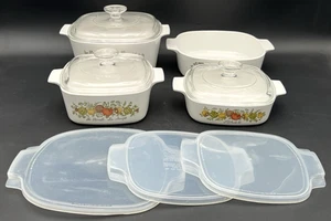 CORNINGWARE SPICE OF LIFE CASSEROLE DISHES 3qt, 2qt, 1-1/2qt, 1qt & LIDS - Picture 1 of 23