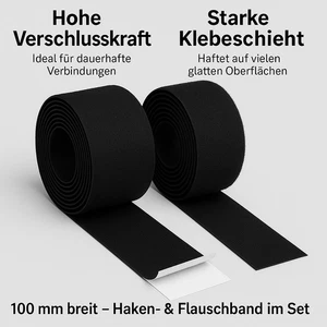 Klettband selbstklebend extra stark 100mmx25m-Haken & Flausch-Industrie Qualität - Bild 1 von 13