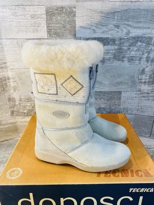 Tecnica Artik Women’s 38 White Fur Boots US 7.5/8 With Box Barely Worn Zip Front - Image 1 of 4