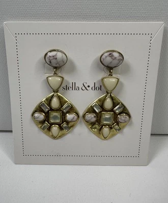 Stella and Dot Goldtone Gem Daggle耳环 — 第 1/4 张图片