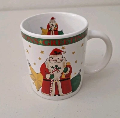 Taza de café vintage Signature Housewares 1994 edición limitada temporadas saludos Santa  Foto 1 de 4