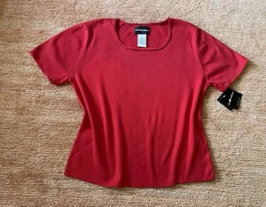 Sag Harbor Women’s Red Cotton Knit Top XL Short Sleeve NWT - Picture 1 of 7