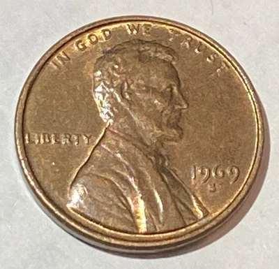 1969-S Lincoln Cent, No FG And Floating Roof Error Coin  - Image 1 of 2