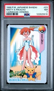 1998 POKEMON JAPANESE BANDAI CARDDASS VENDING 23 MISTY & PIKACHU PSA 7 - Picture 1 of 2