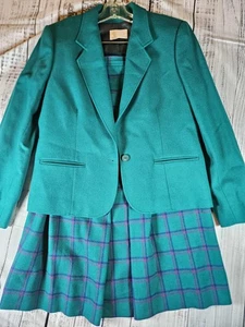 Vintage Pendleton Schottenkaro Wolle Blazer & Faltenrock Anzug Set Größe 14 - Bild 1 von 15