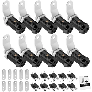 Paquete de 10 cerraduras de gabinete con llaves, cerradura de almacenamiento para RV de 1-1/8" con llave, cerraduras para RV... - Imagen 1 de 8