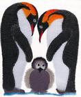 PENGUIN FAMILY EMBROIDERED SET OF 2 HAND TOWELS BATH by laura