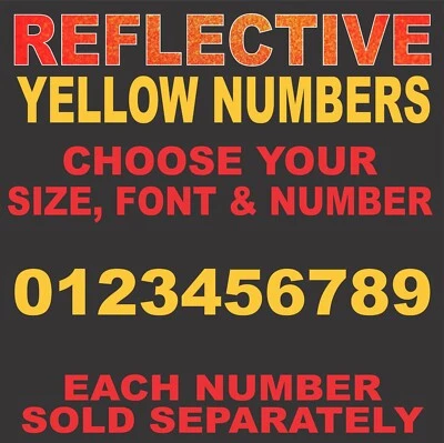 AMARILLO REFLECTANTE Dirección de Calle Buzón Casa Número de Identificación Vinilo Calcomanía Adhesiva Foto 1 de 4