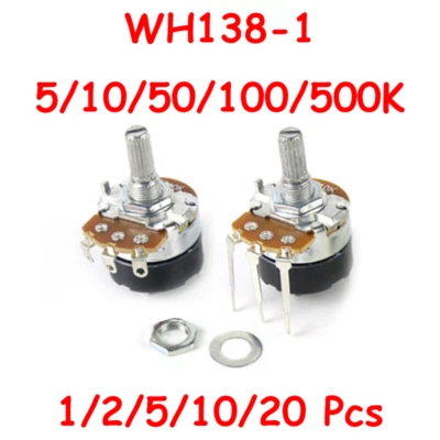 5/10/50/100/500K Variable Resistor Potentiometer Switched Pot Linear Logarithmic - Image 1 of 4
